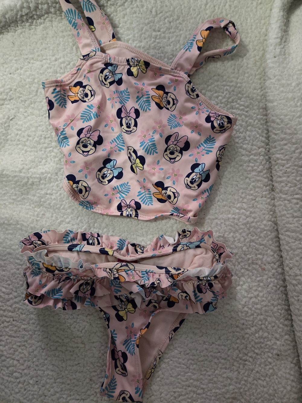 Girls Pink Minnie Mouse Two-Piece Swim Set